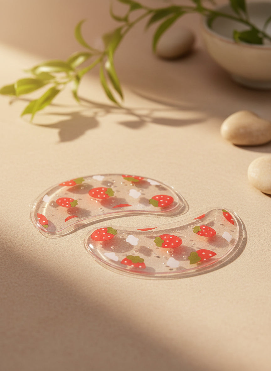 Spa gel pad collection with five reusable pads—including one lip pad, two round eye pads, and two under-eye patches