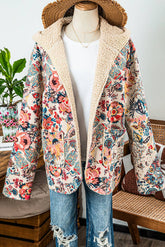 Stay cozy in this Vintage Paisley Floral Sherpa Lined Hooded Jacket—retro print, warm lining, and a comfy hood for stylish cold-weather layering.