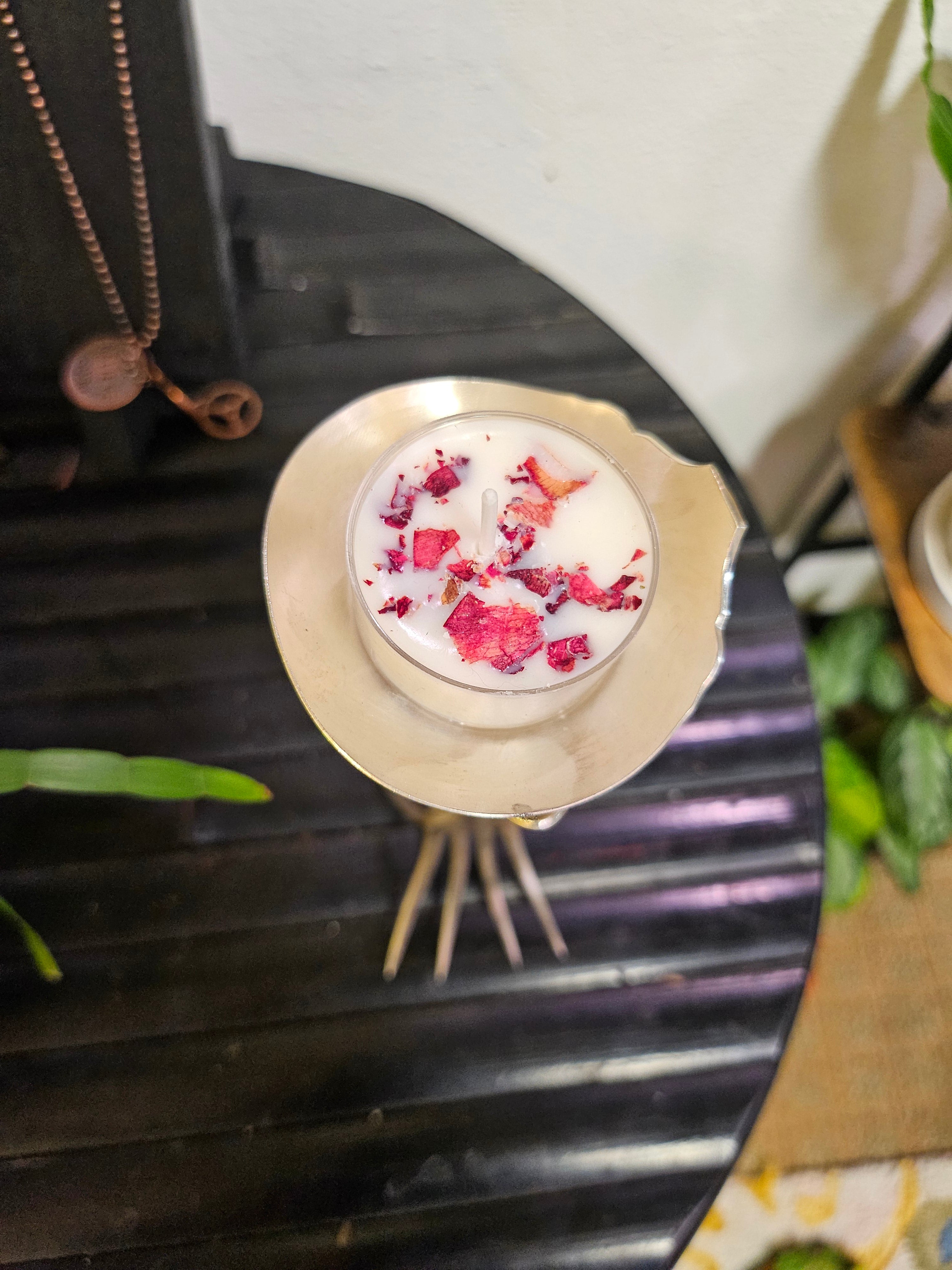 Handcrafted vintage silverware votive holder with soy candle, made from 1954 Country Lane silverware. A timeless, one-of-a-kind piece.