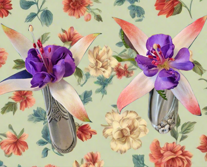Whimsical bud vases crafted from vintage silverware with magnetic backs—perfect for single blooms and small clippings. Each one is a one-of-a-kind treasure.