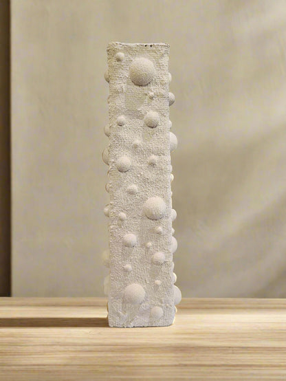 Elevate your space with this handcrafted upcycled glass Relics Cylinder Vase. Made from reclaimed materials, each piece is unique, eco-friendly, and artfully designed. Choose from Matte White, Glossy Black, or Sand finishes. Watertight and perfect for fresh or dried blooms. 