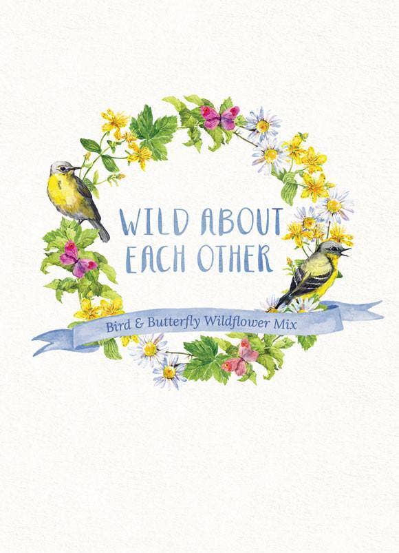 Bird &amp; butterfly wildflower seed packets with A1 envelopes. Pollinator-friendly mix attracts bees, birds, and butterflies — a perfect giftable garden favor.