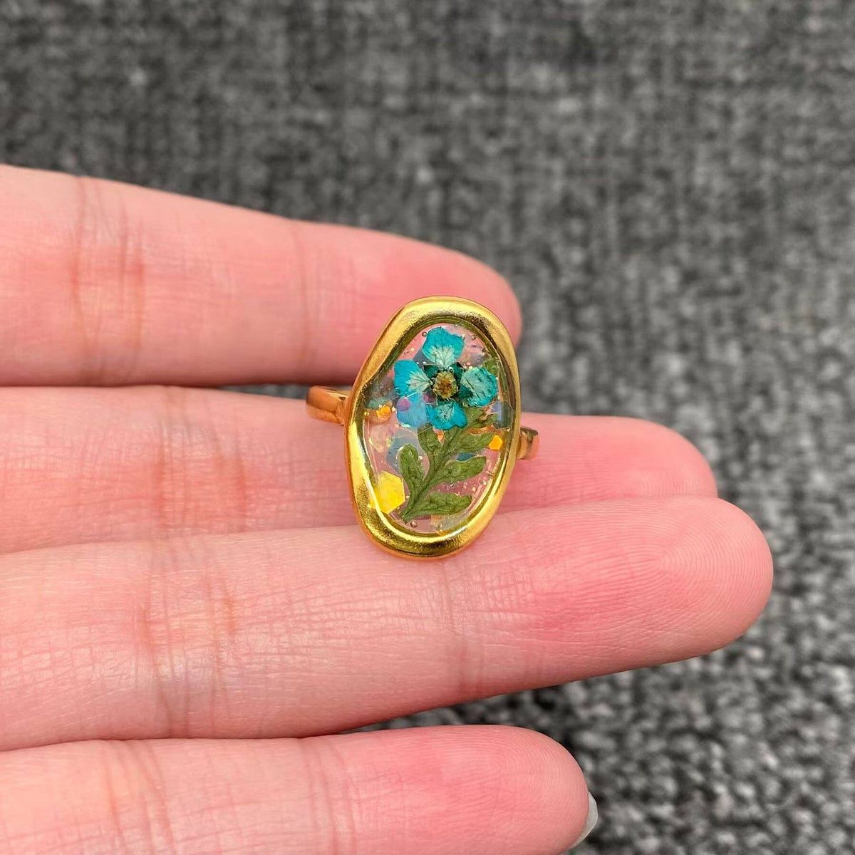 Radiance Floral 18K Gold Plated Adjustable Rings