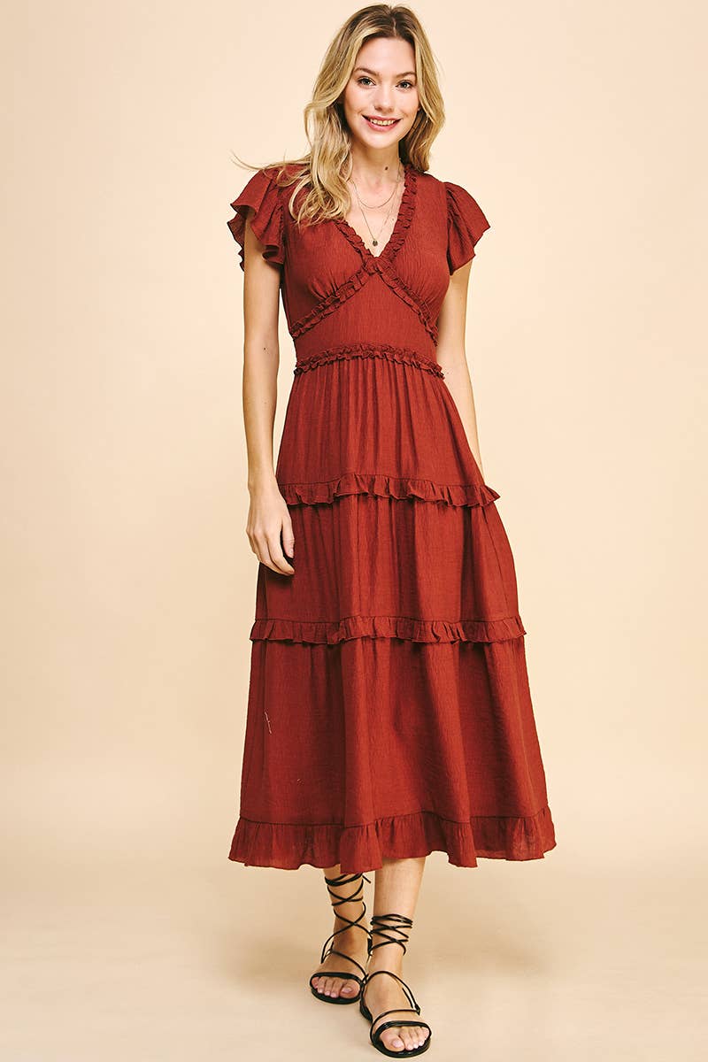 Romantic Ruffled Tea-Length Dress