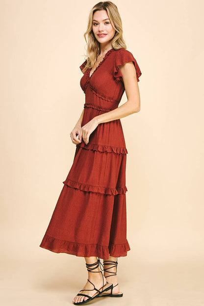 Romantic Ruffled Tea-Length Dress