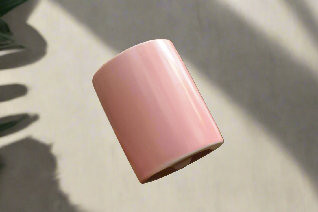 Mini blush ceramic pot (2.25&quot; tall) perfect for air plants or tiny succulents. Smooth glazed finish adds a modern touch. Plant not included. Indoor use.