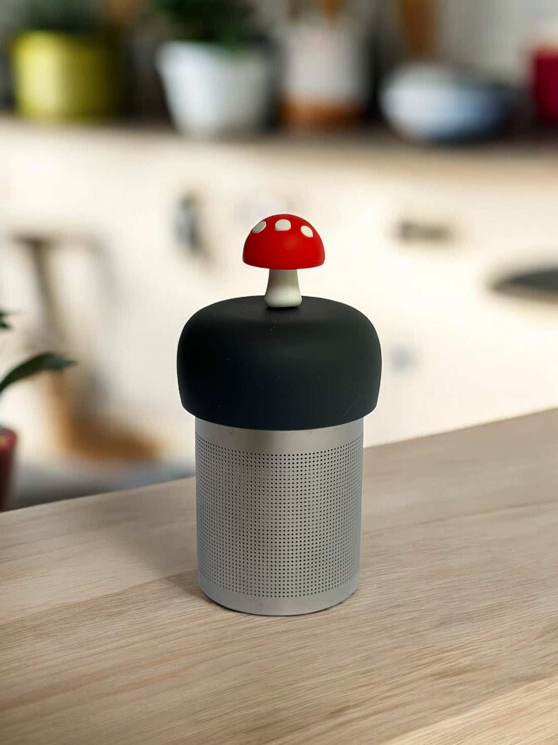 Float2infuse Tea Infuser - Mushroom | Floating Tea Steeper | Grey Base | Red