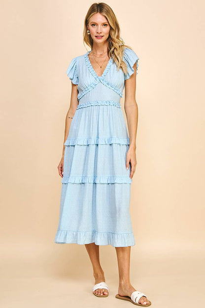 Romantic Ruffled Tea-Length Dress