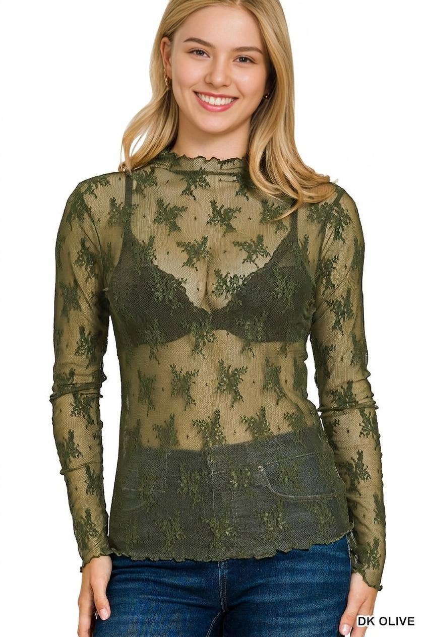 42POPS -  Lace See Through Layering Top - Zenana