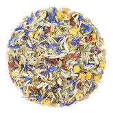 Relax with Starry Night Bedtime Blend, a caffeine-free tea with soothing lemony herbs. Inspired by Van Gogh, perfect for unwinding and peaceful sleep