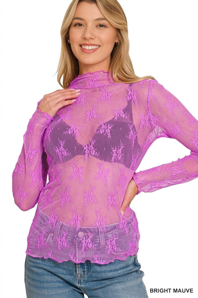 42POPS -  Lace See Through Layering Top - Zenana