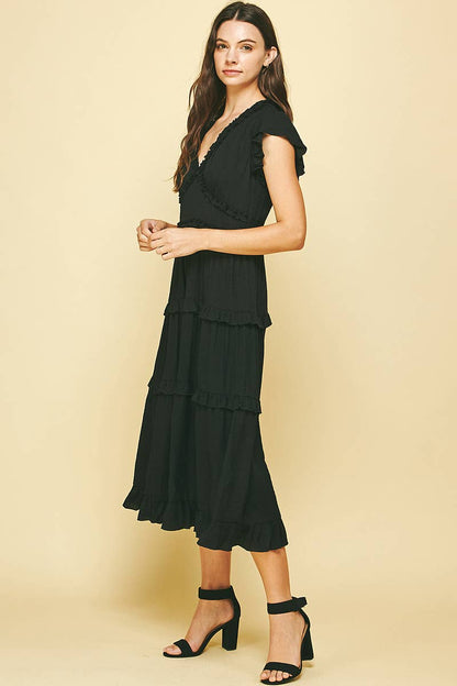 Romantic Ruffled Tea-Length Dress