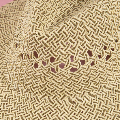 Open Weave Straw Wide Brim Hat