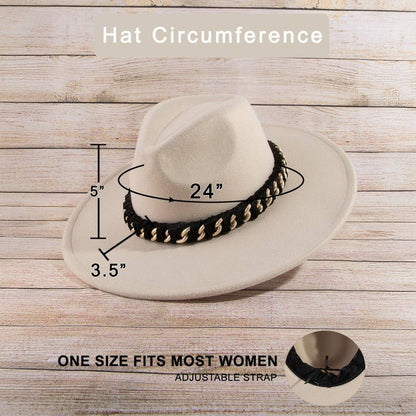 Chain Strap Fedora Fashion Hat