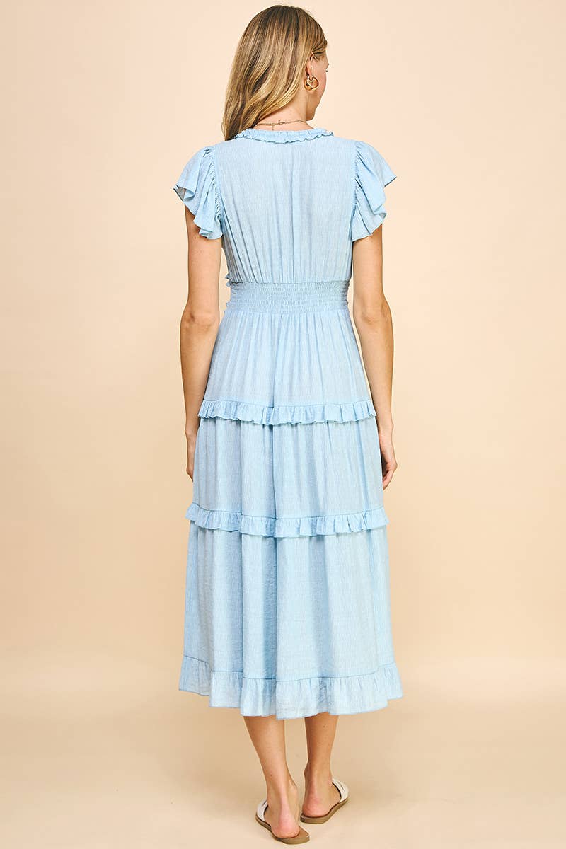 Romantic Ruffled Tea-Length Dress