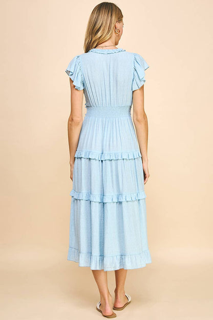 Romantic Ruffled Tea-Length Dress