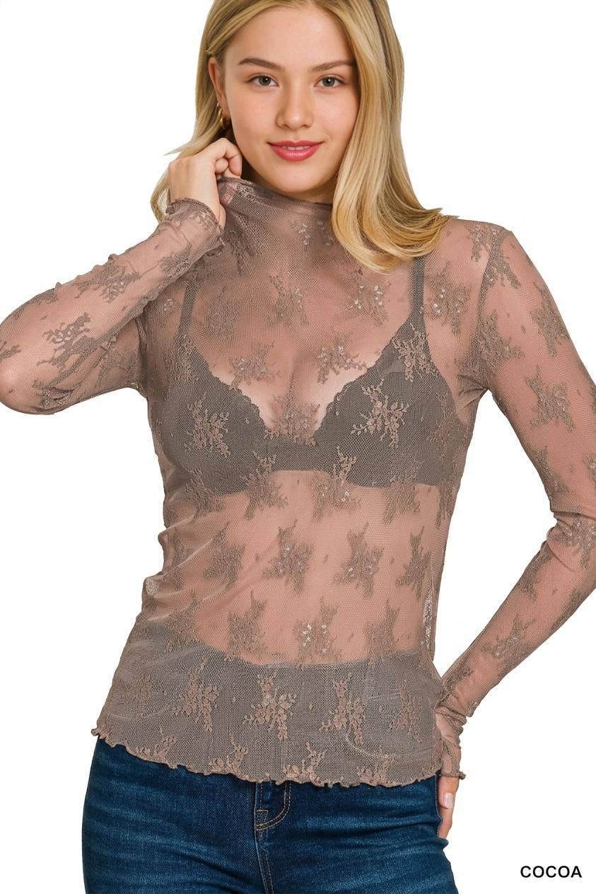 42POPS -  Lace See Through Layering Top - Zenana
