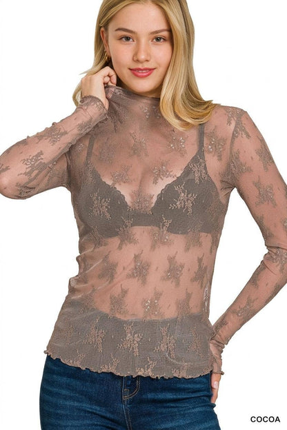 42POPS -  Lace See Through Layering Top - Zenana