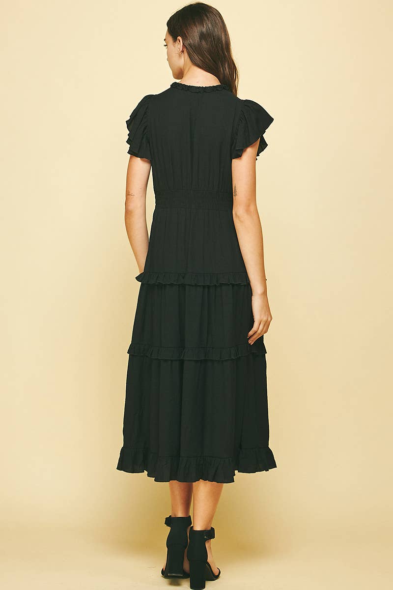 Romantic Ruffled Tea-Length Dress