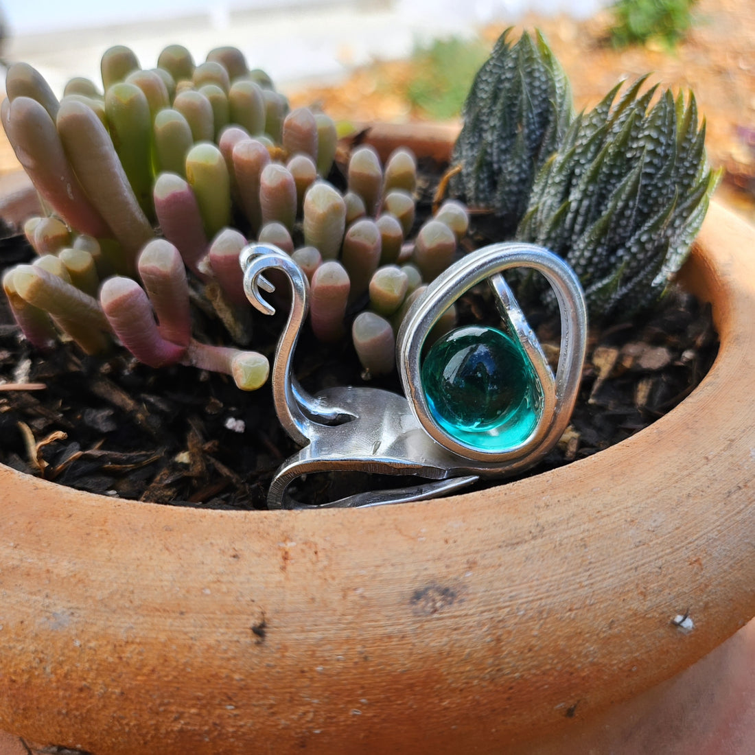 Salvaged Silver Snails With Glass Orb Shells from Vintage Silverware | Salvaged Silver